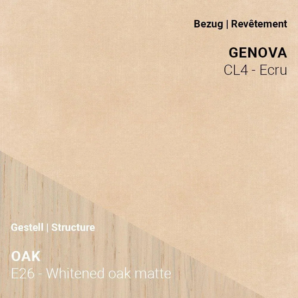 Stoff Genova CL4 Ecru auf MARGAUX C0312 mit hellem Gestell in Eiche Whitened Matte (E26)