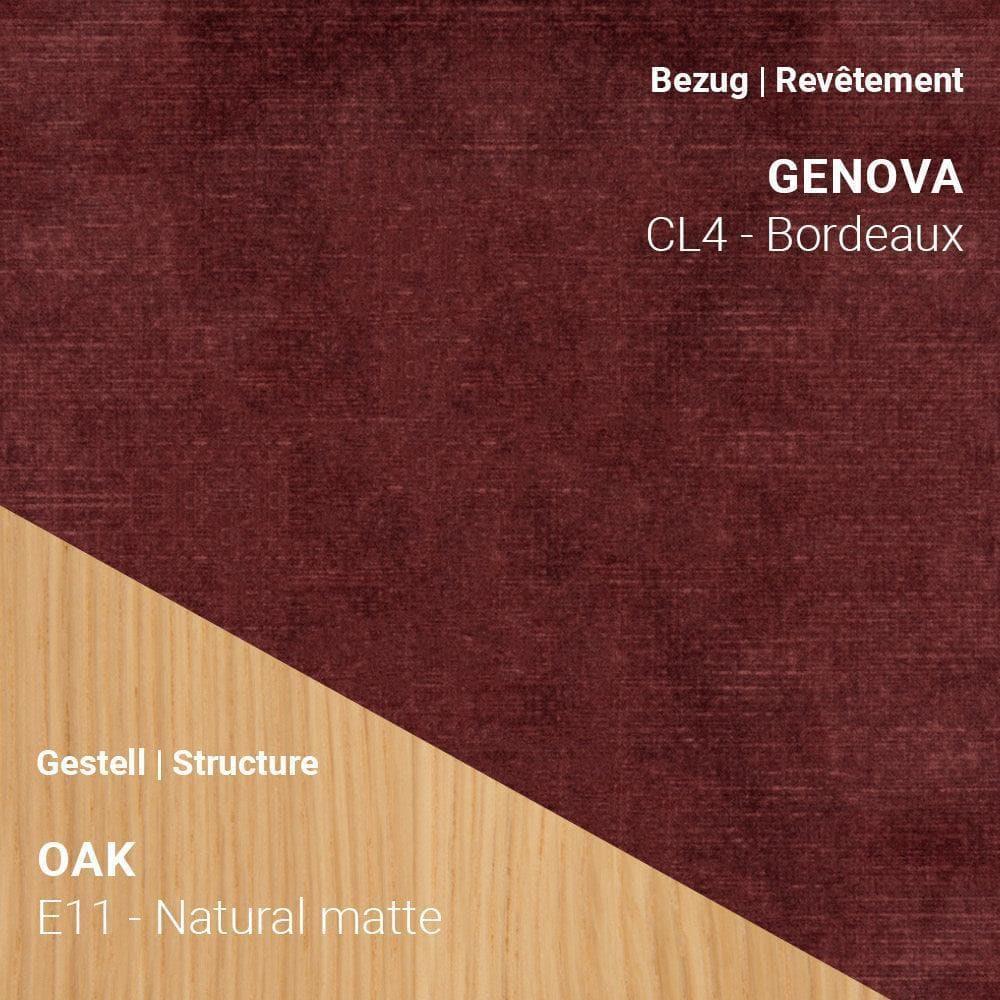 Stuhl NEO C0452 in Genova Bordeaux mit Eiche Natural Matte – warmer Akzent in eleganter Holzrahmung