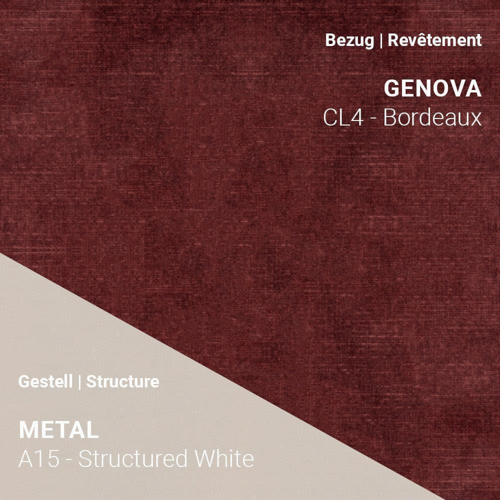 Stuhl PAMP C1010 in Genova CL4 Bordeaux mit weiß strukturiertem A15 Metallgestell