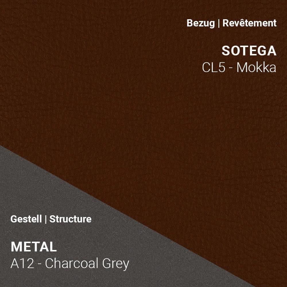 Stuhl PAMP C1010 in Sotega CL5 Mokka auf A12 Metallgestell in Charcoal Grey