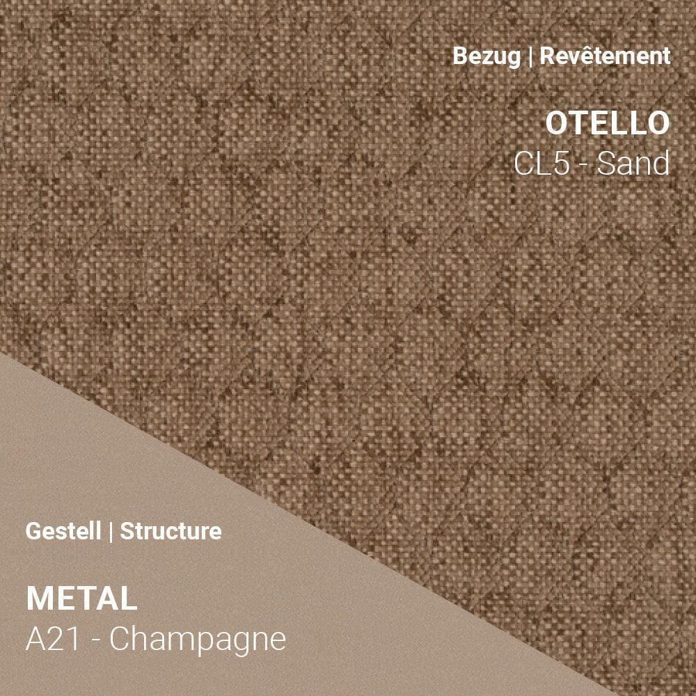 PAMP C1216 mit Bezug Otello CL5 Sand und elegantem A21 Champagne Metallgestell