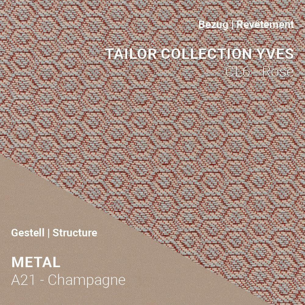 PAMP C1216 mit roséfarbenem Bezug und edlem Metallgestell A21 in Champagne