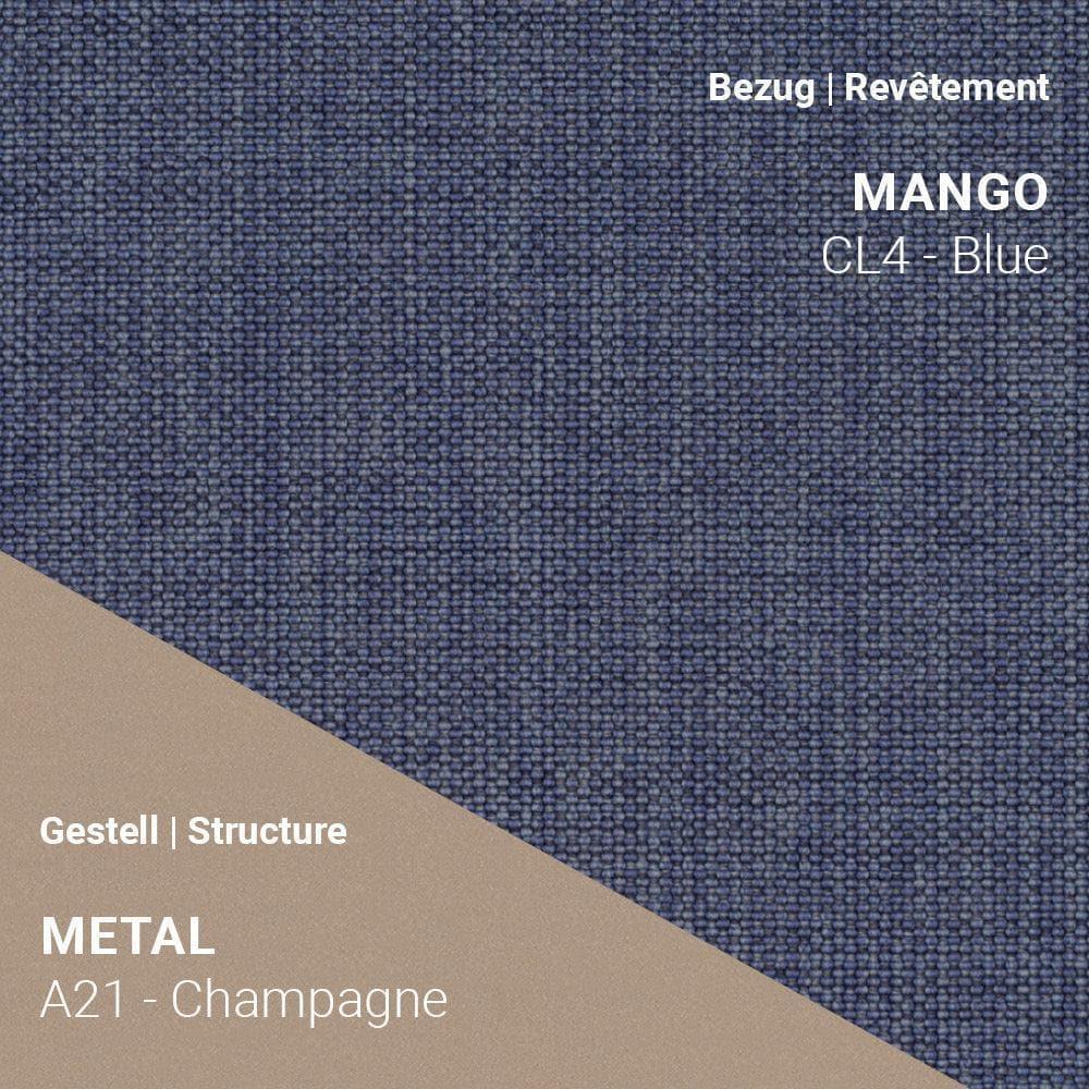 Barstuhl PAMP C1710 in Blau mit elegantem Champagne-Gestell A21 – hochwertiger Auftritt