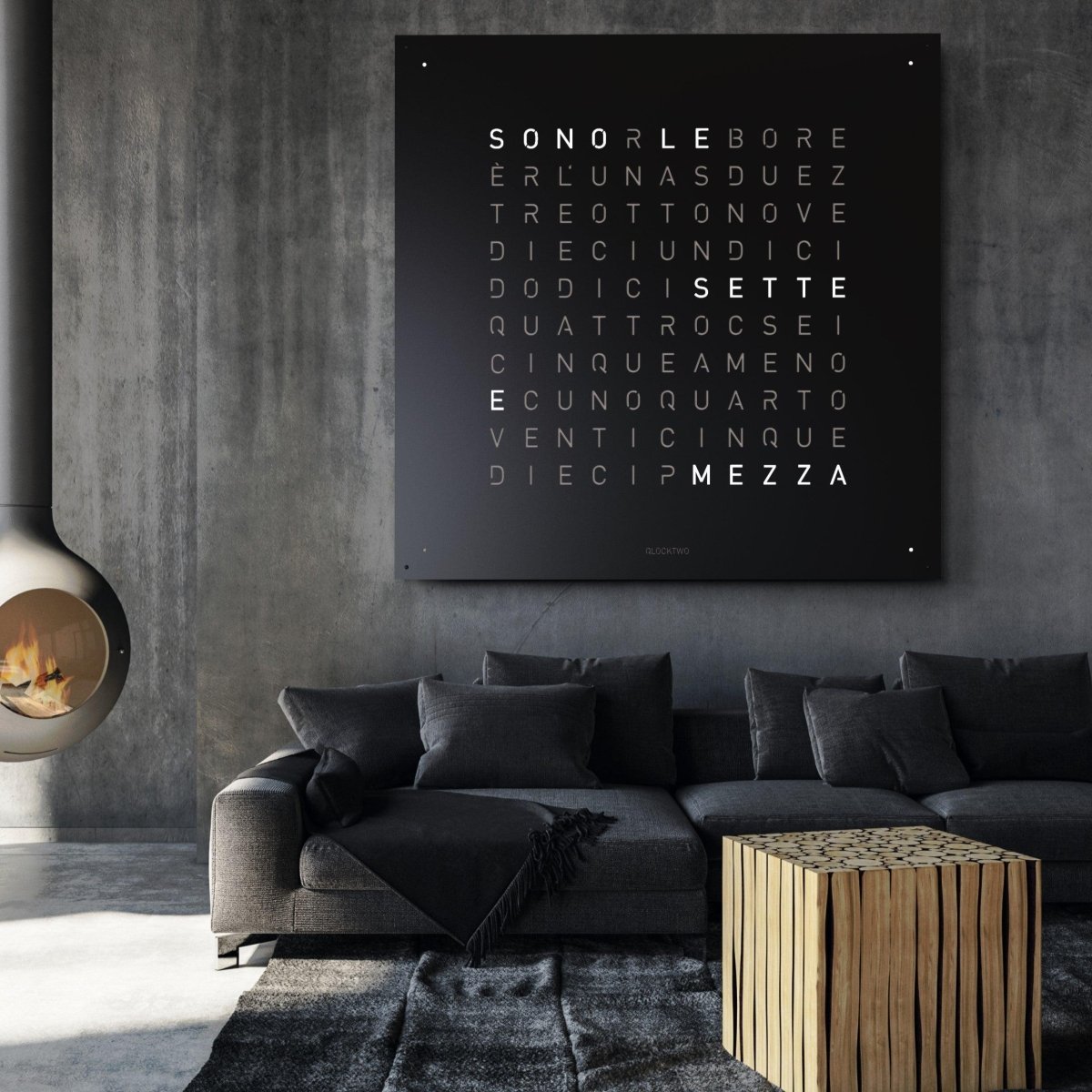 EARTH 180 BLACK PEPPER wall clock by Qlocktwo | Homestorys