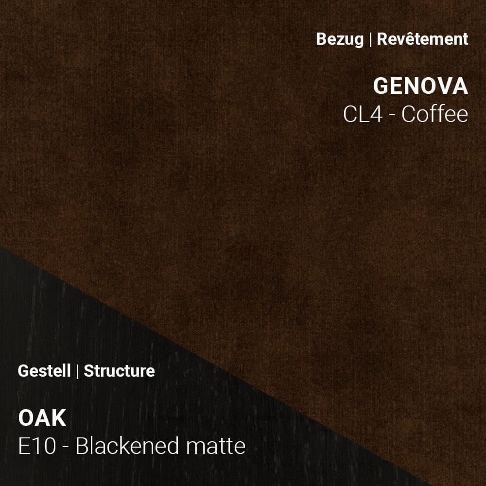 Stuhl SAGA C0110 mit Stoff Genova CL4 Coffee und dunklem Eiche Blackened Matte Gestell (E10)