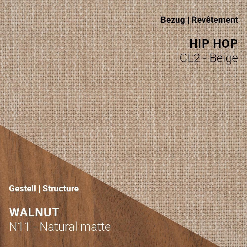 Stuhl SAGA C0212 mit Bezug Hip Hop CL2 Beige und Nussbaum Natural Matte (N11)