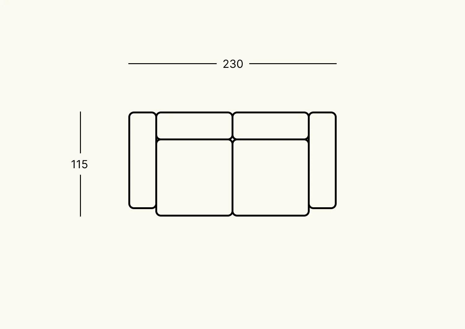 Modulares Sofa S Outdoor Leinen - 2-Sitzer