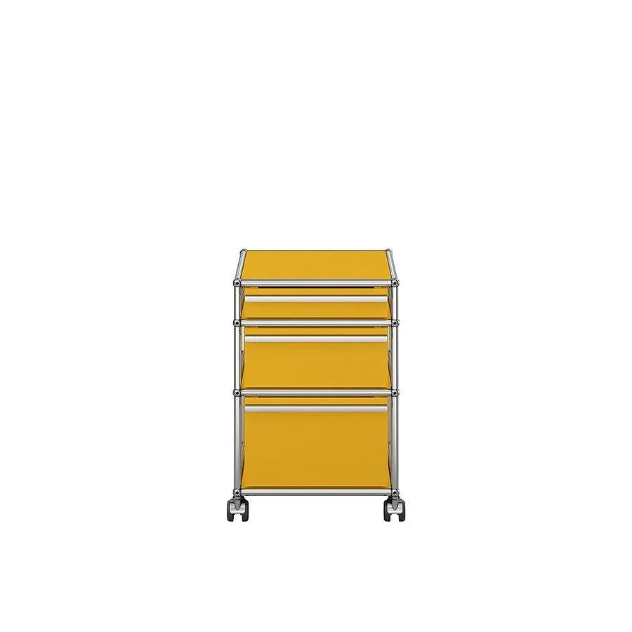 Goldgelber USM Rollcontainer M63 – farbiger Akzent mit Funktion für moderne Bürowelten, Designfans und trendbewusste Interieurs