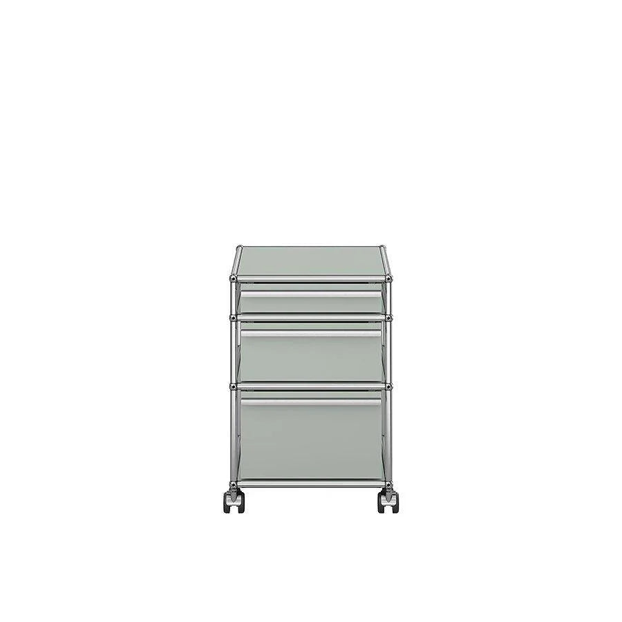 Lichtgrauer USM Haller Rollcontainer M63 – dezenter Designklassiker für strukturierte Arbeitsplätze, Kanzleien oder stilvolles Homeoffice