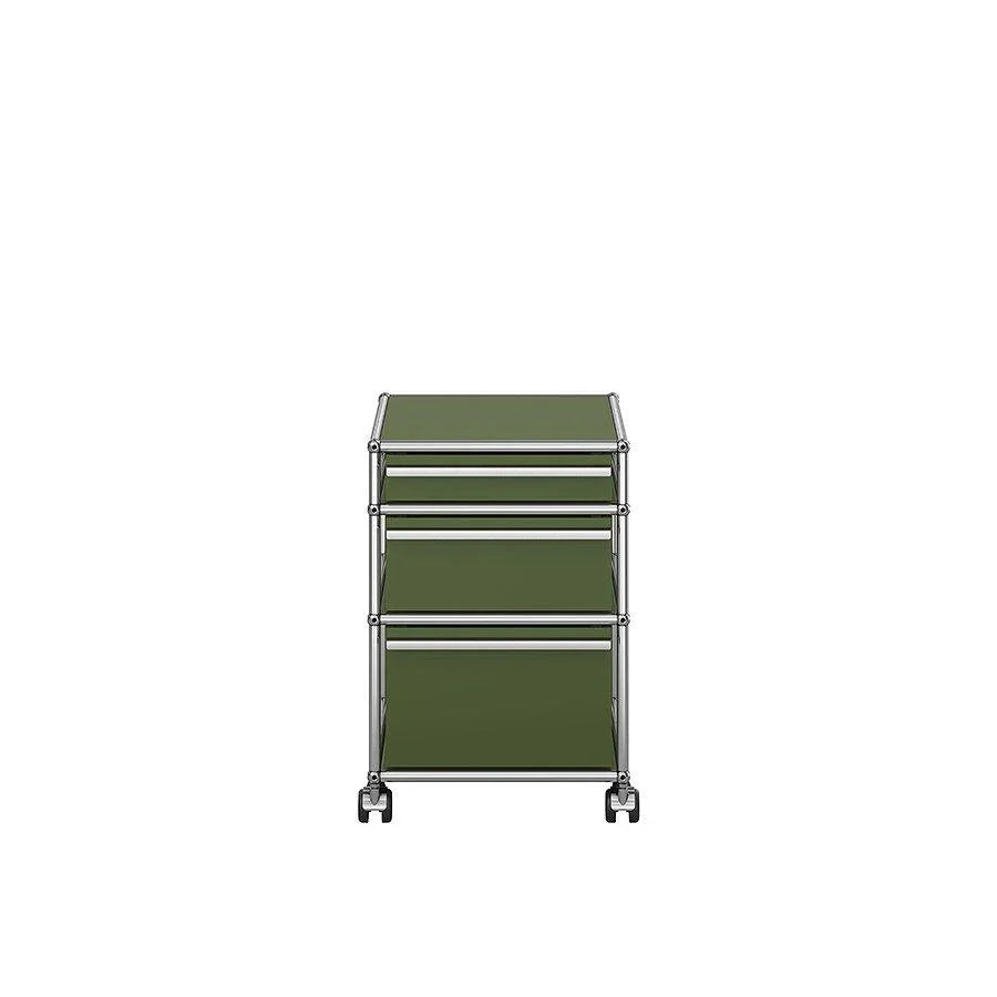 USM Haller Container M63 in Olivgrün – organisch wirkender Rollcontainer für naturbezogene Raumkonzepte, Interior Design und moderne Arbeitswelten