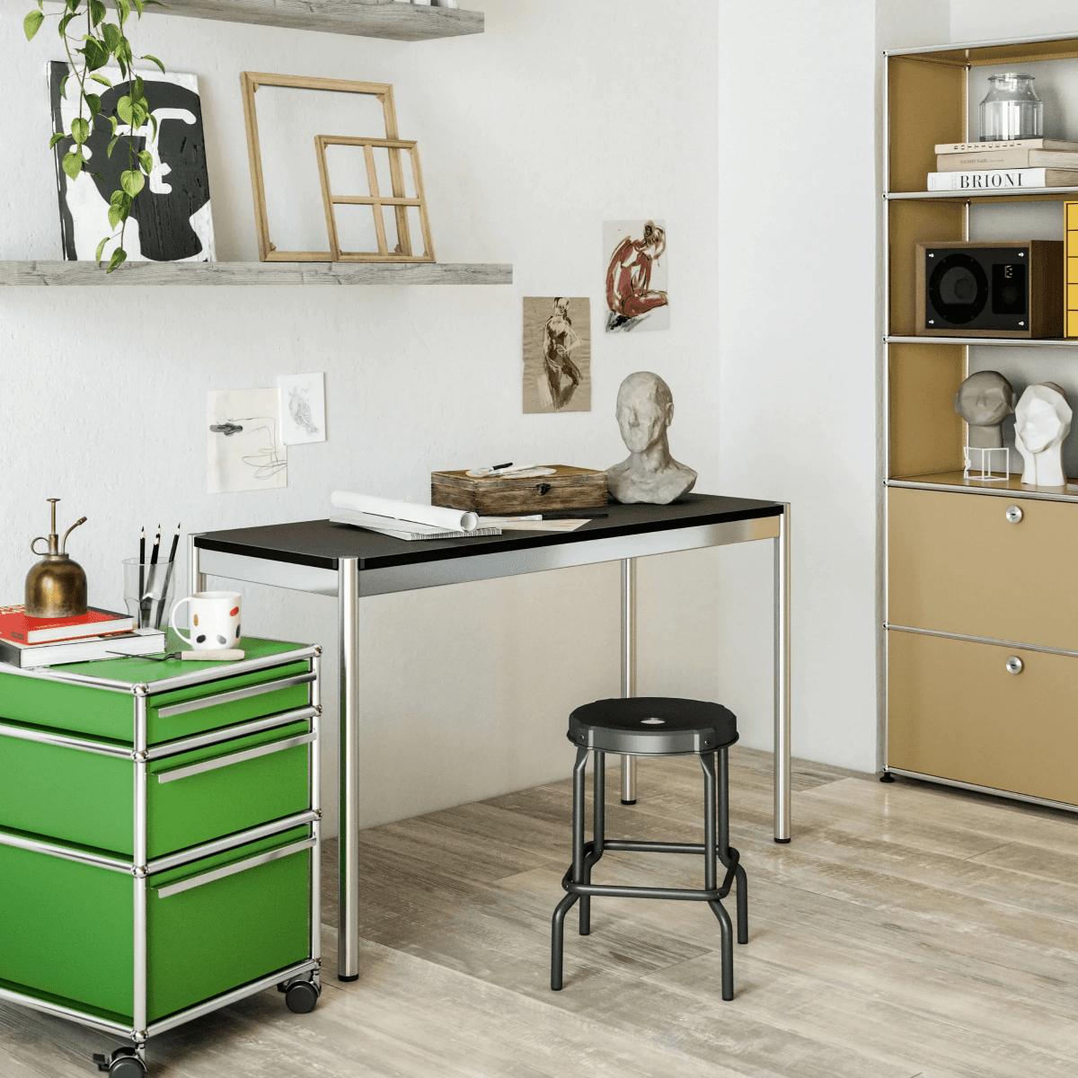 USM Haller - Tisch T8 - QS T8 Linoleum Nero | Homestorys