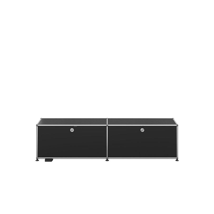 USM Lowboard M59 in Graphitschwarz – elegantes TV-Möbel mit modularer Struktur und viel Stauraum für Wohnzimmer, Büro oder Medienräume im modernen Industrial-Stil