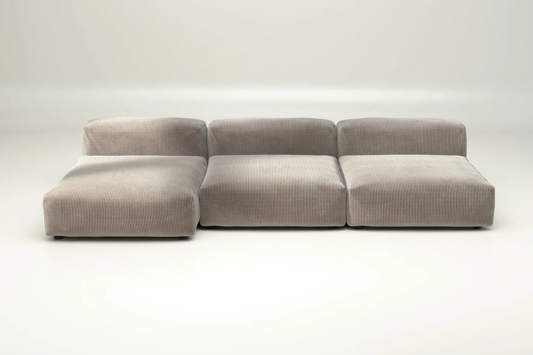 Vetsak Sofa Set 04 in Cord Velour Platinum – ohne Kissen, moderner Grauton für stilbewusste Einrichtungen