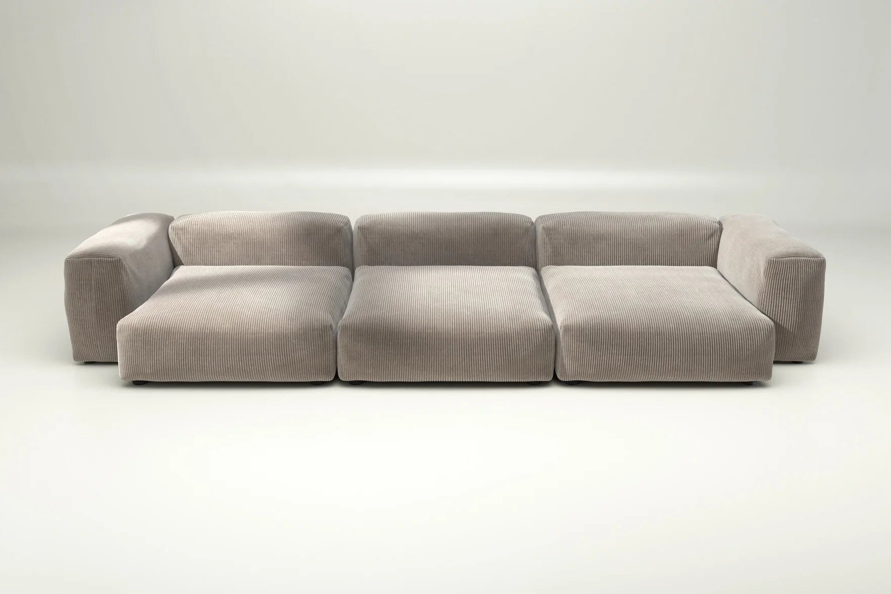 Vetsak Modulsofa Set 05 in Cord Velour Platinum – ohne Kissen, modernes Design in hellem Grauton für minimalistische Raumgestaltung