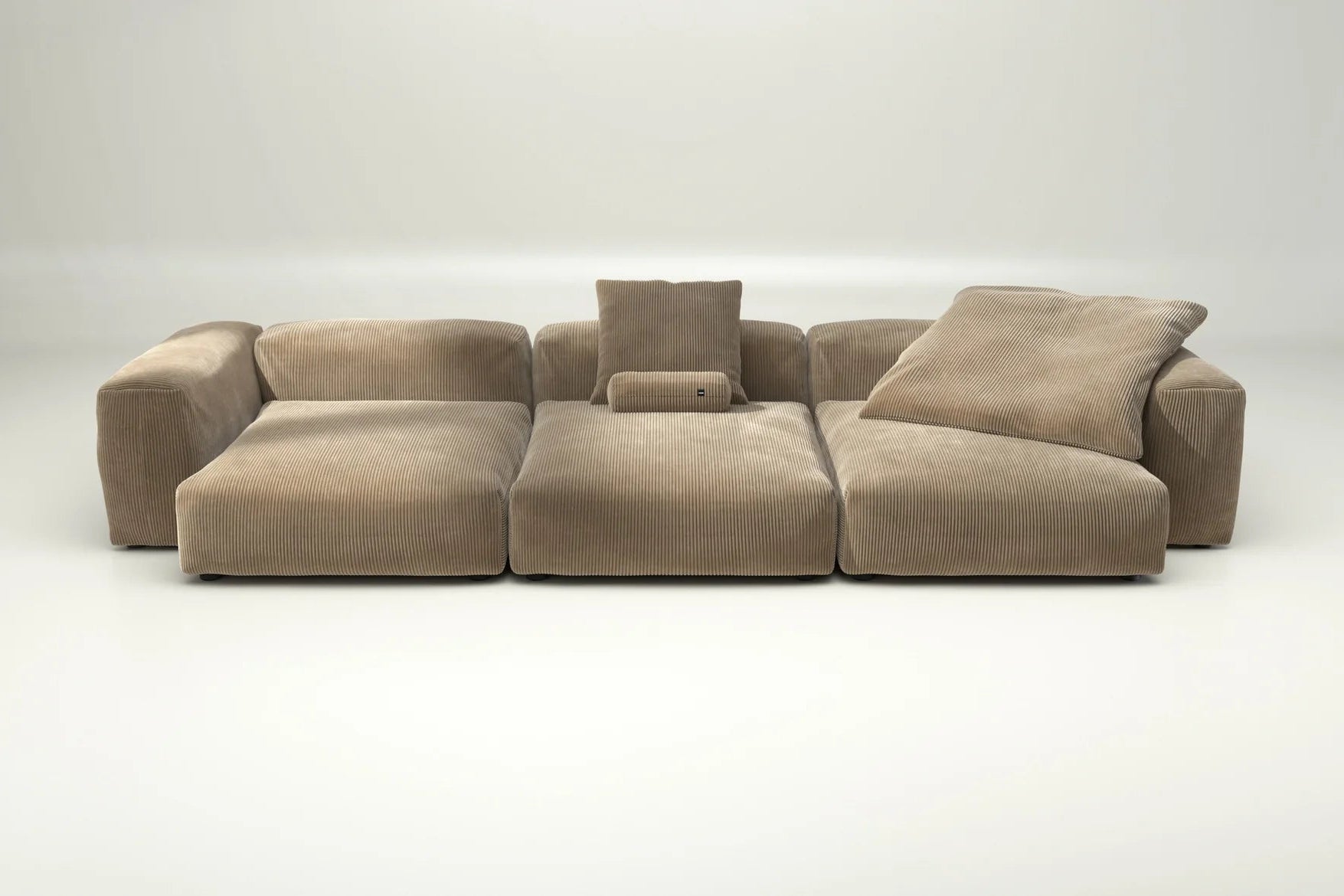 Vetsak Sofa Set 05 mit Cord Velour Sand – mit Kissenset, naturnaher Ton mit maximalem Komfort für stilvolle Wohnwelten