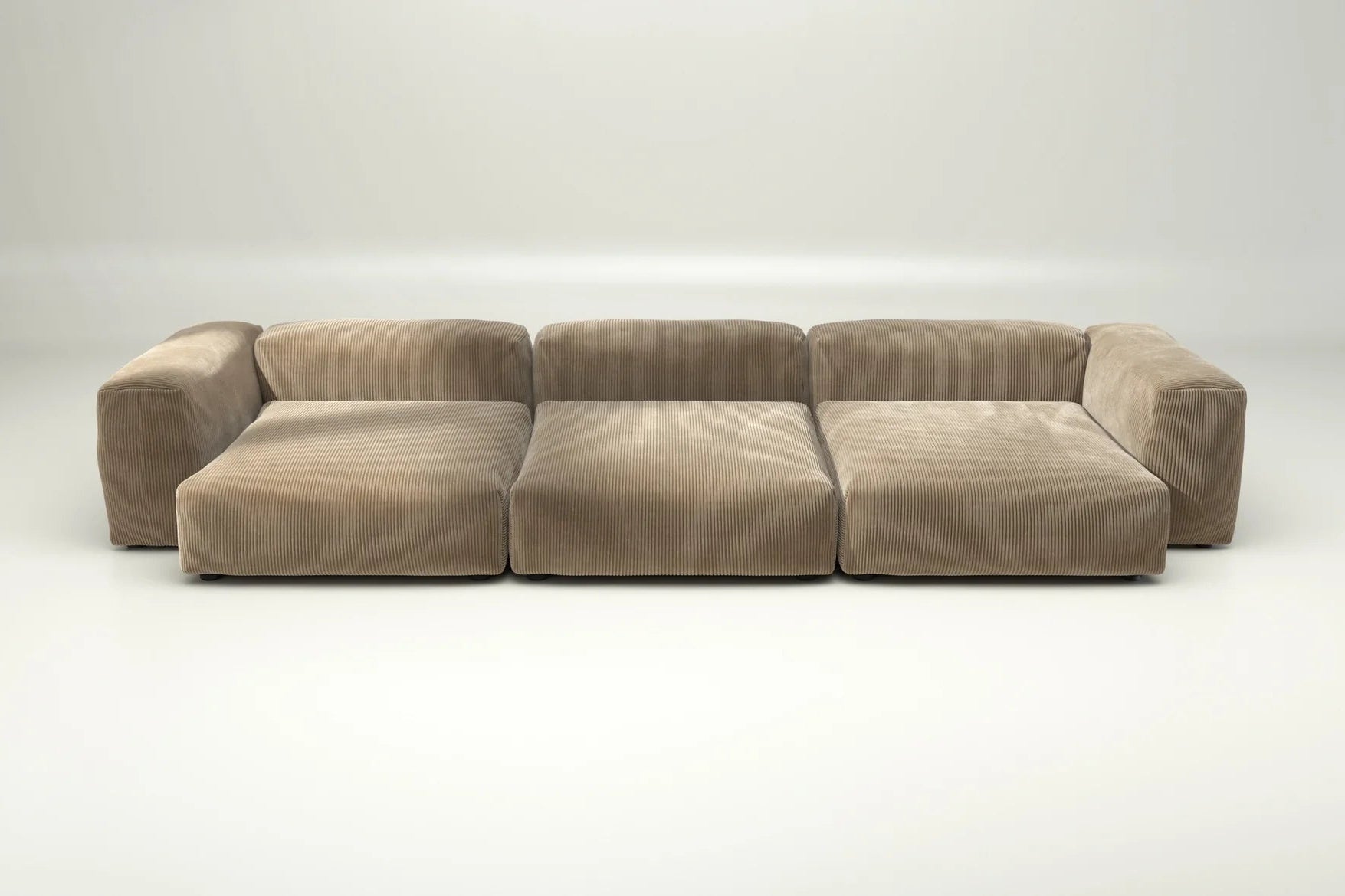 Cord Velour Sofa Set 05 in Sand von Vetsak – ohne Kissenset, sanftes Beige für helle Einrichtung mit fließendem Designkonzept