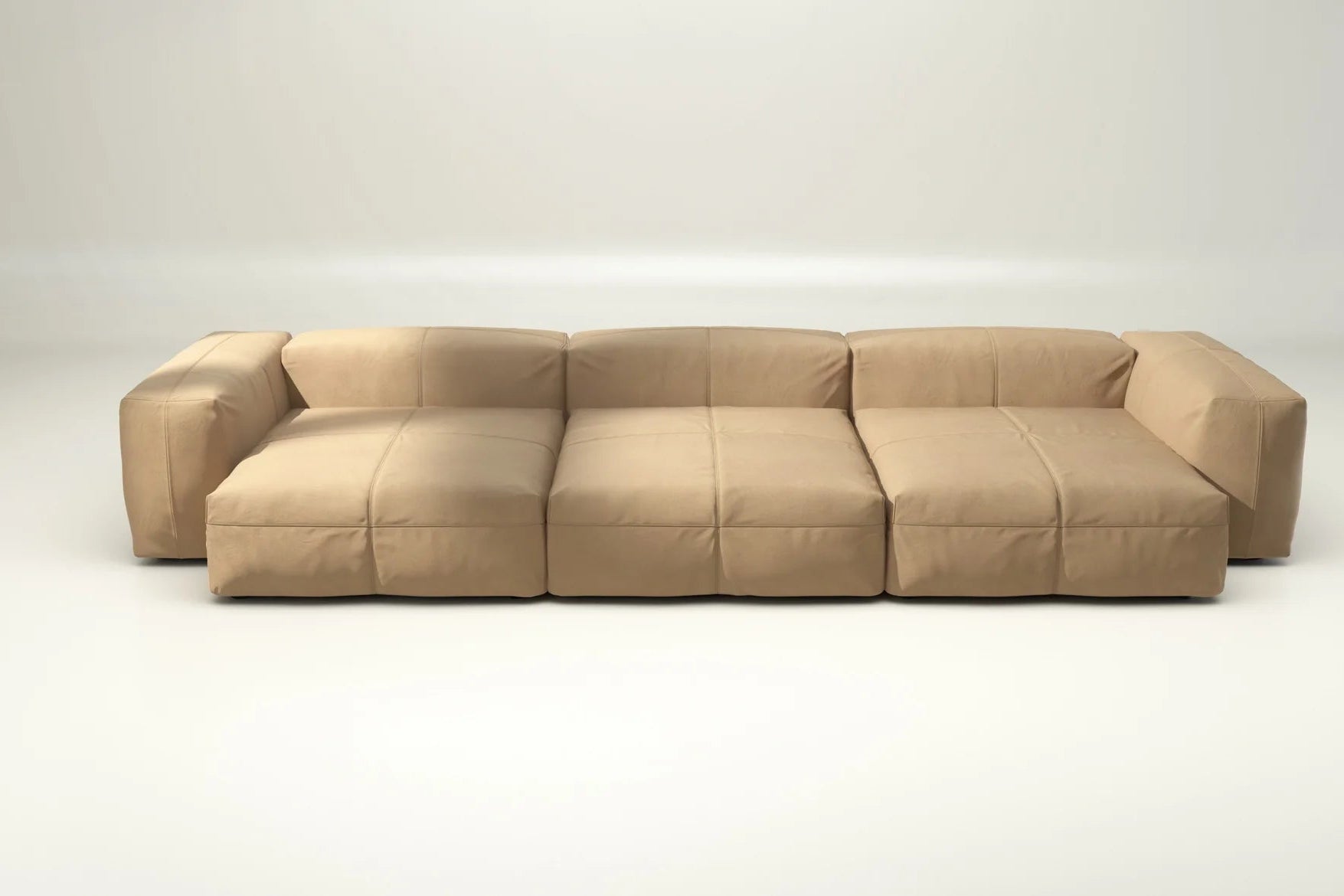 Echtleder Sofa Set 05 von Vetsak in Beige – ohne Kissen, zeitlose Eleganz für helle Wohnstile mit Lederfeeling