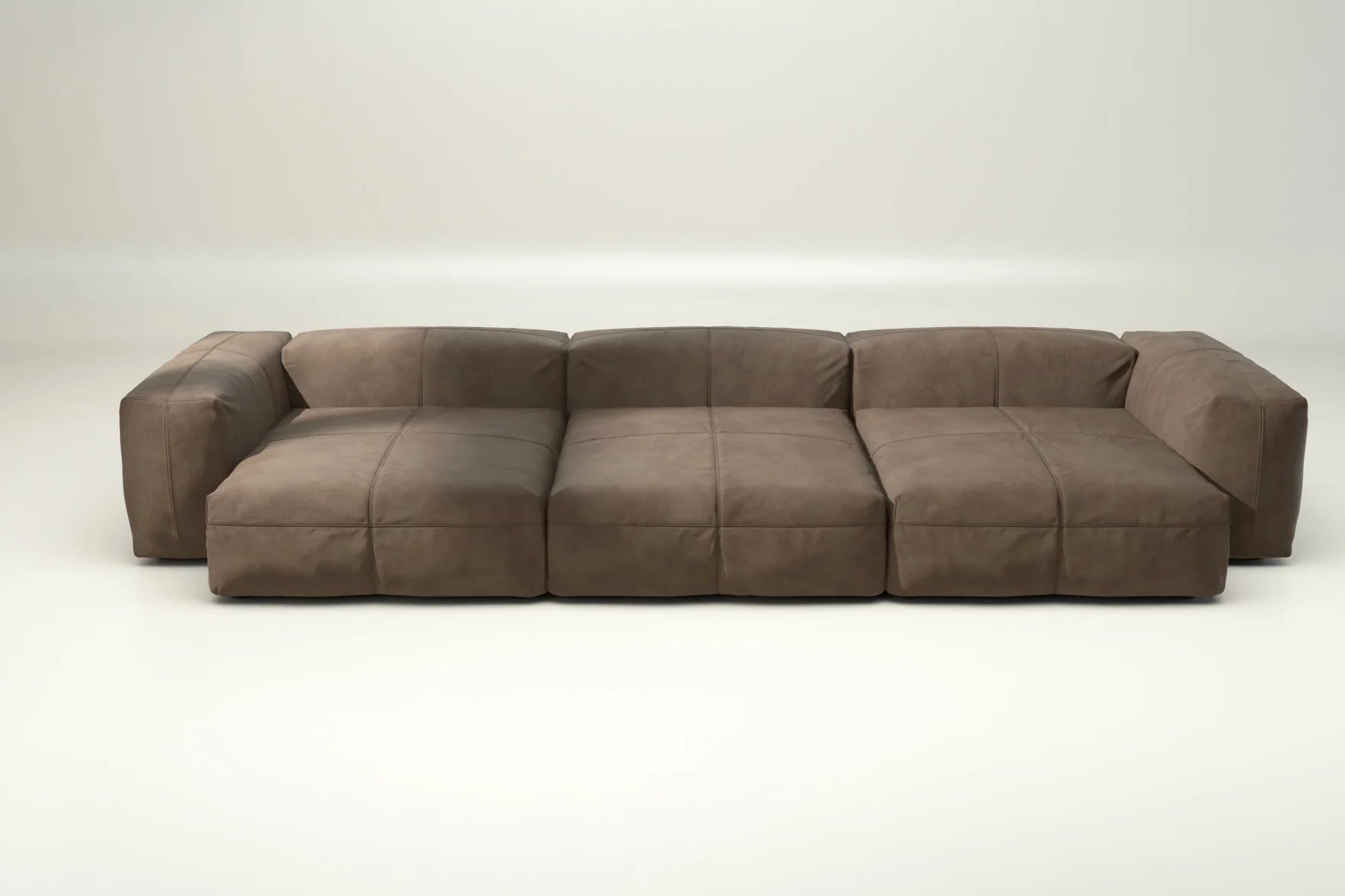 Echtleder Mocha auf Sofa Set 05 – ohne Kissen, tiefbrauner Klassiker für stilvolle Rauminszenierungen
