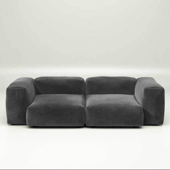 vetsak Sofa SET 02 in M mit Cord Velour in Dark Grey – moderner Look mit markanter Linienstruktur