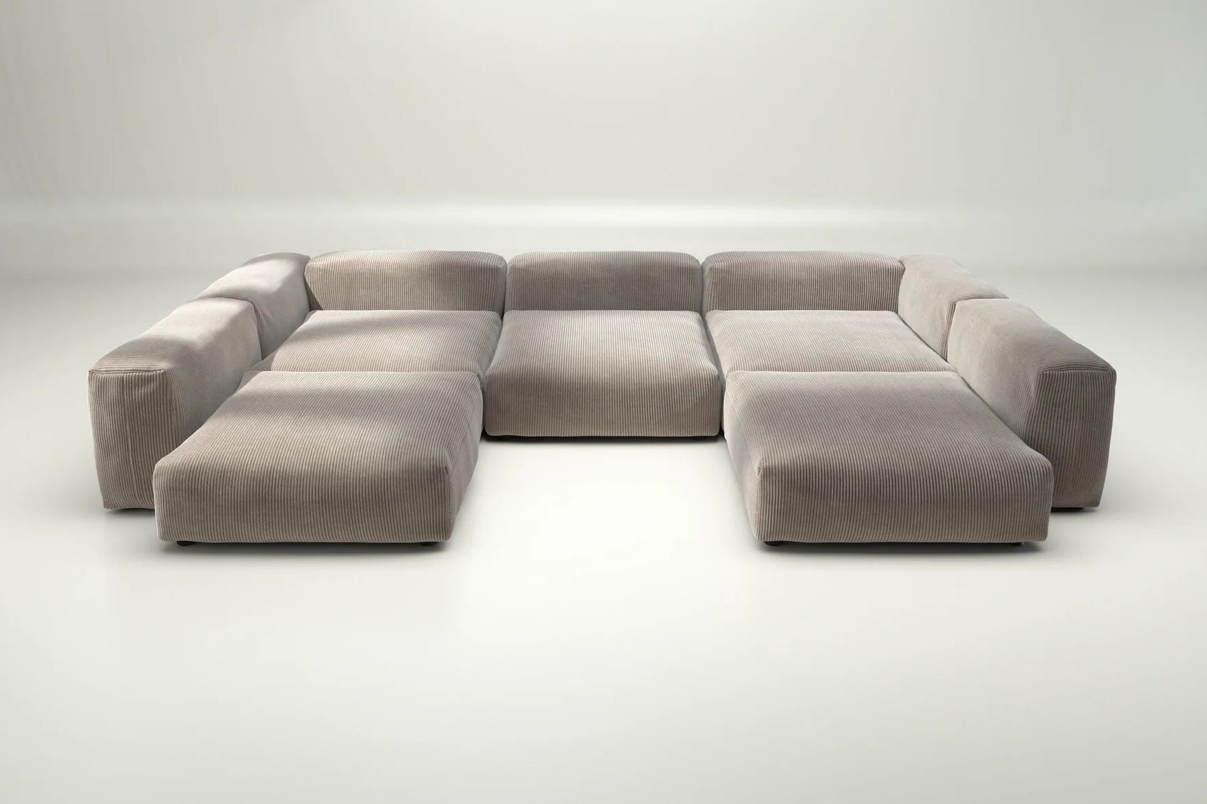 Sofa Set 06 von Vetsak in Cord Velour Platinum – ohne Kissenset, hellgrauer Purismus für minimalistische Raumideen