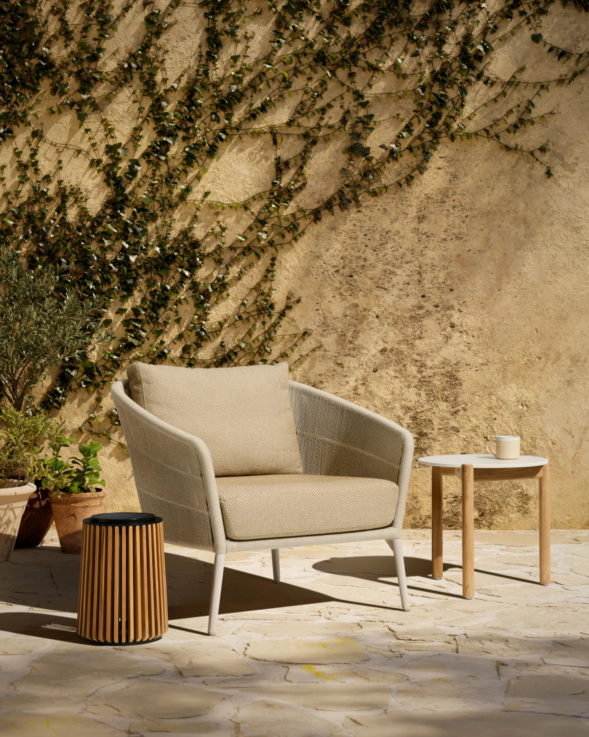 Vincent Sheppard AKARI Garden Armchair with Acrylic Rope in the Outdoor Lounge Area