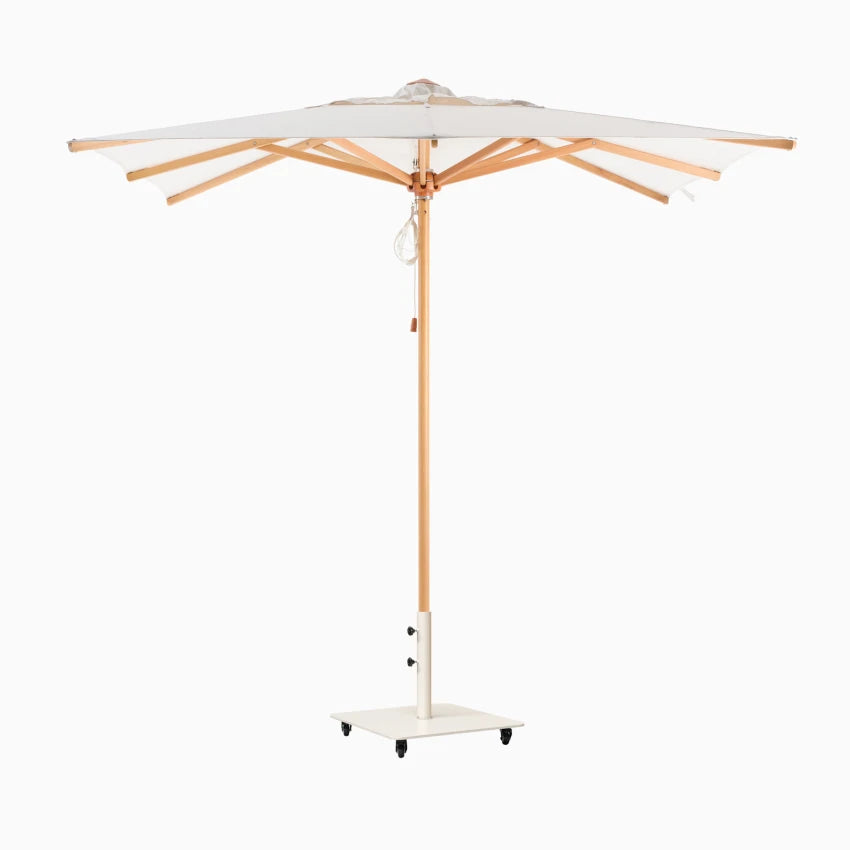 Parasol carré Vincent Sheppard FLORENCE avec armature en bois d'eucalyptus et toile