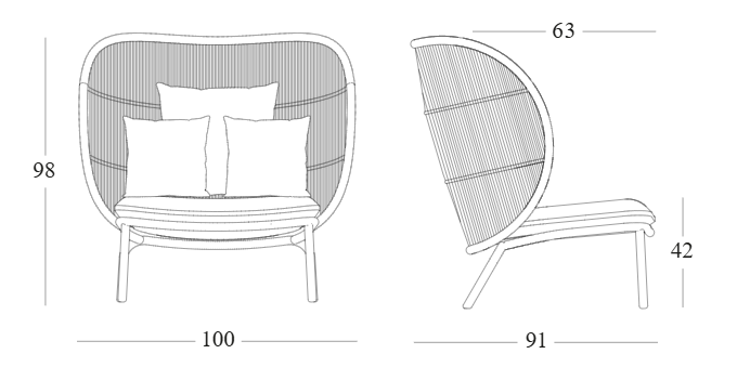 Vincent Sheppard KODO COCOON : dimensions du fauteuil de jardin