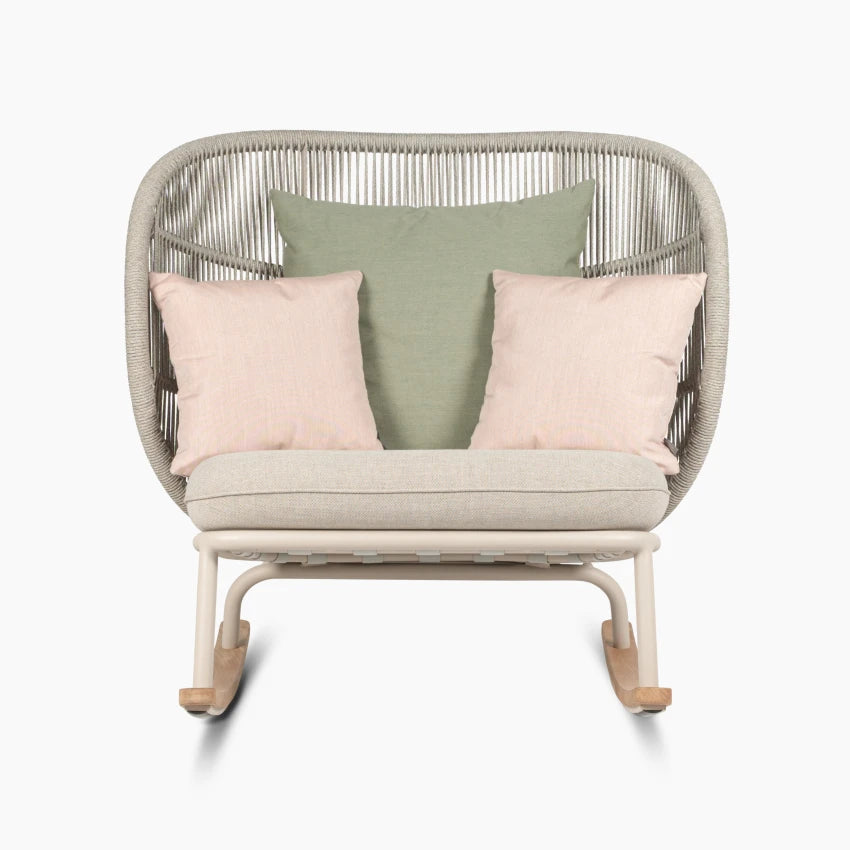 Vincent Sheppard KODO Rocking Chair in Dune White with Seat and Decorative Pillows