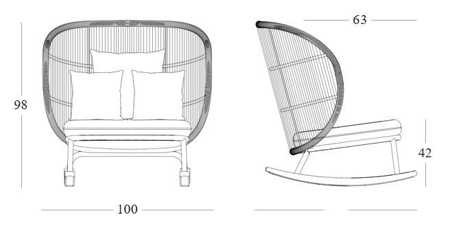 Vincent Sheppard KODO Rocking Chair Dimensions