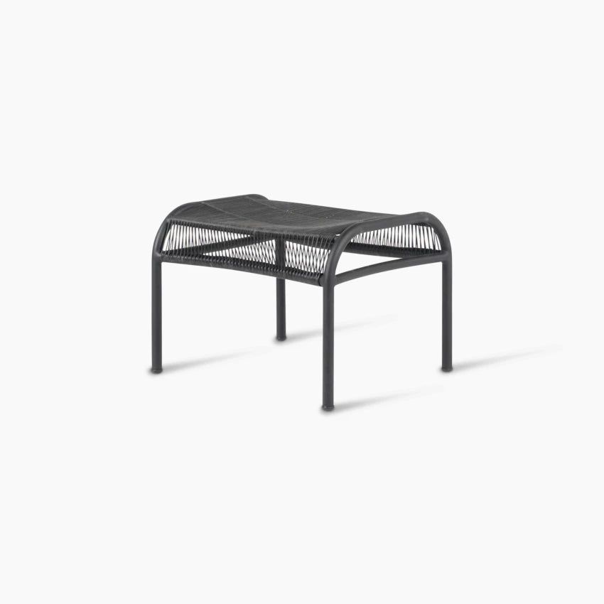 Vincent Sheppard LOOP Footstool with Wicker and Black Aluminum Frame