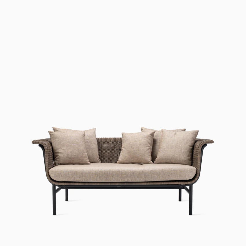 Vincent Sheppard WICKED Gartensofa 2-Sitzer in Black Taupe mit London Stone Kissen