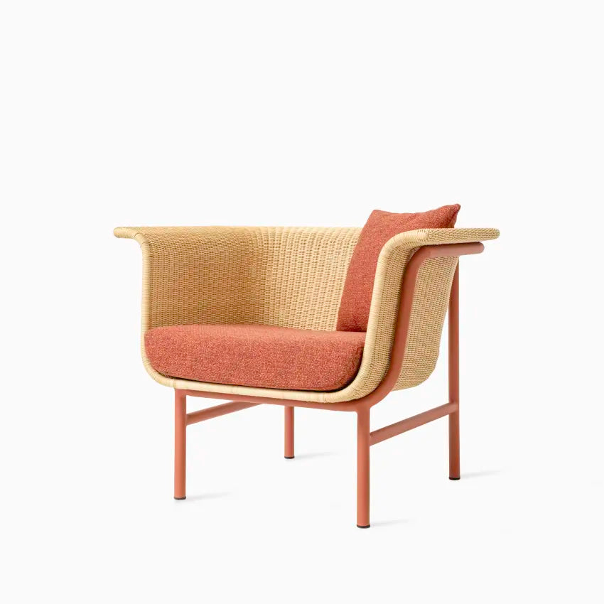 Fauteuil de jardin Vincent Sheppard WICKED, couleur Terracotta Natural, avec deux coussins Negroni