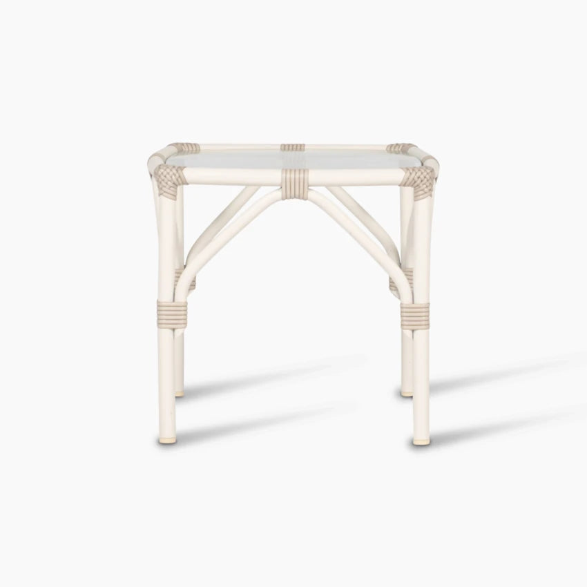 Vincent Sheppard LUCY Beistelltisch in Off White mit Glasplatte