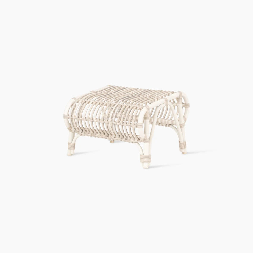 Vincent Sheppard : tabouret LUCY, détail avec structure en aluminium et assise tressée