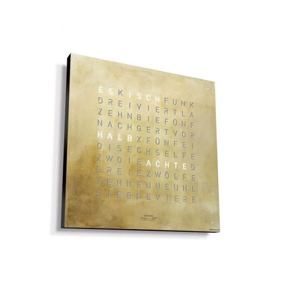 QLOCKTWO EARTH 45 mit schwarzem Ghäus – edli Designuhr mit glänzendem Silber-Gold Look für stilvolli Wohnig